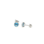 Sterling Silver Bezel Set Blue Topaz Earrings