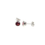 Sterling Silver Bezel Set Garnet Earrings