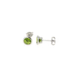 Sterling Silver Bezel Set Peridot Earrings