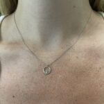 Sterling Silver Circle Pendant Necklace with Diamond Accent