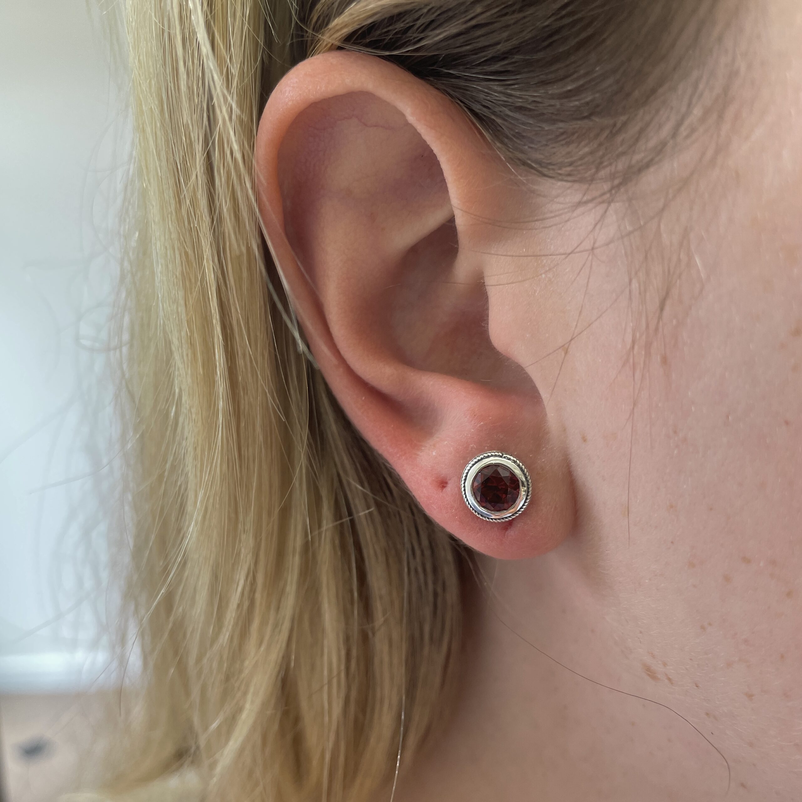 Sterling Silver Antique-Inspired Garnet Earrings