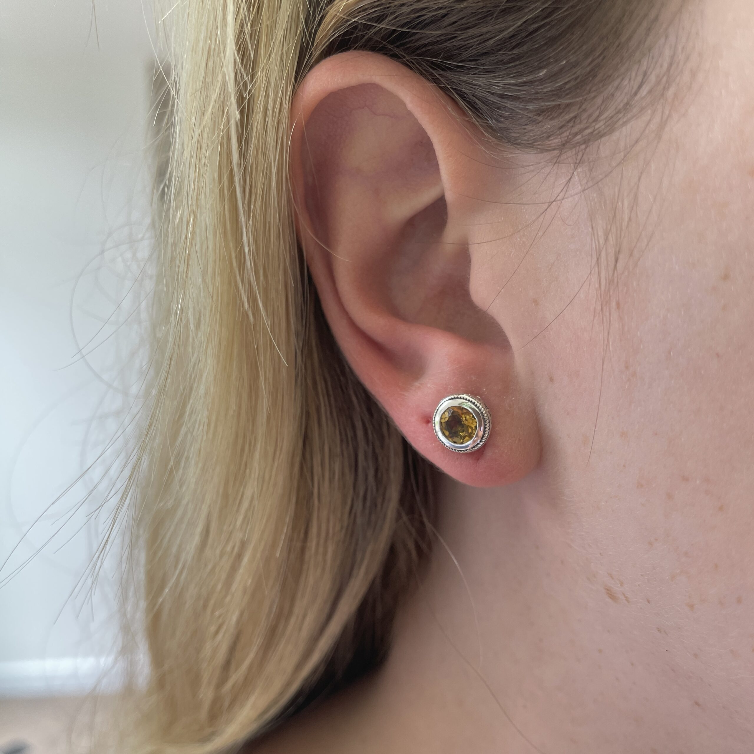 Sterling Silver Antique-Inspired Citrine Earrings