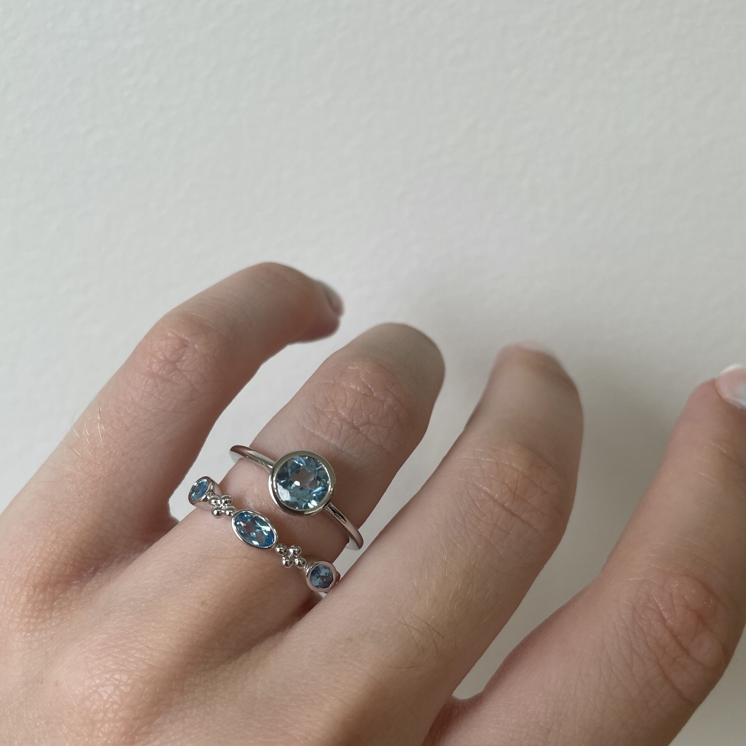 Sterling Silver Bezel Set Blue Topaz Ring