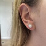 Sterling Silver Halo Pearl Stud Earrings