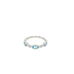 Sterling Silver Bezel Set Blue Topaz Station Ring