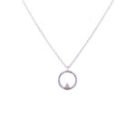 Sterling Silver Circle Pendant Necklace with Diamond Accent