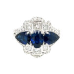 White Gold Sapphire and Diamond Three Stone Ring