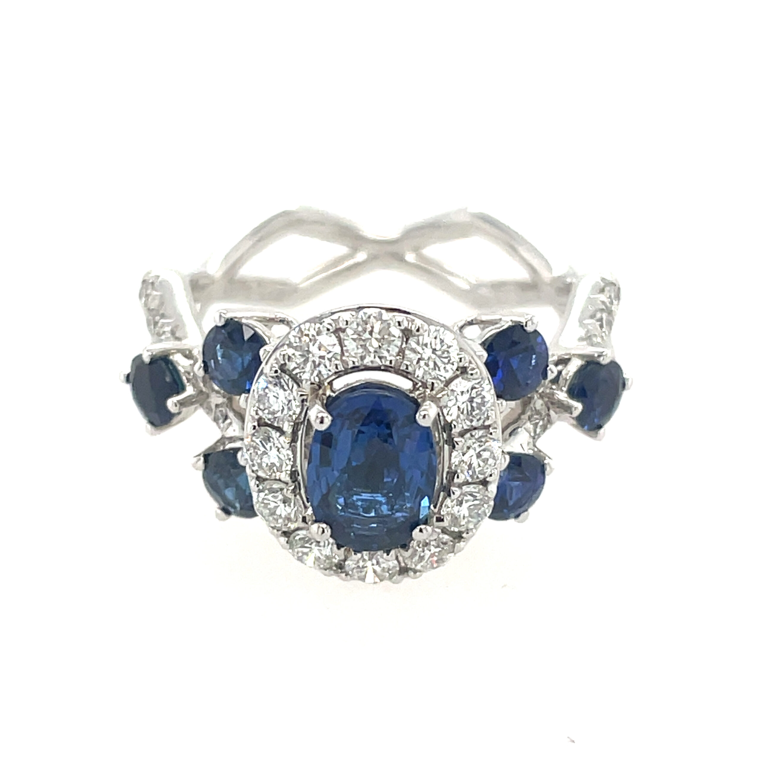 White Gold Sapphire and Diamond Ring