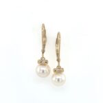 Yellow Gold Freshwater Pearl Dangle Earrings