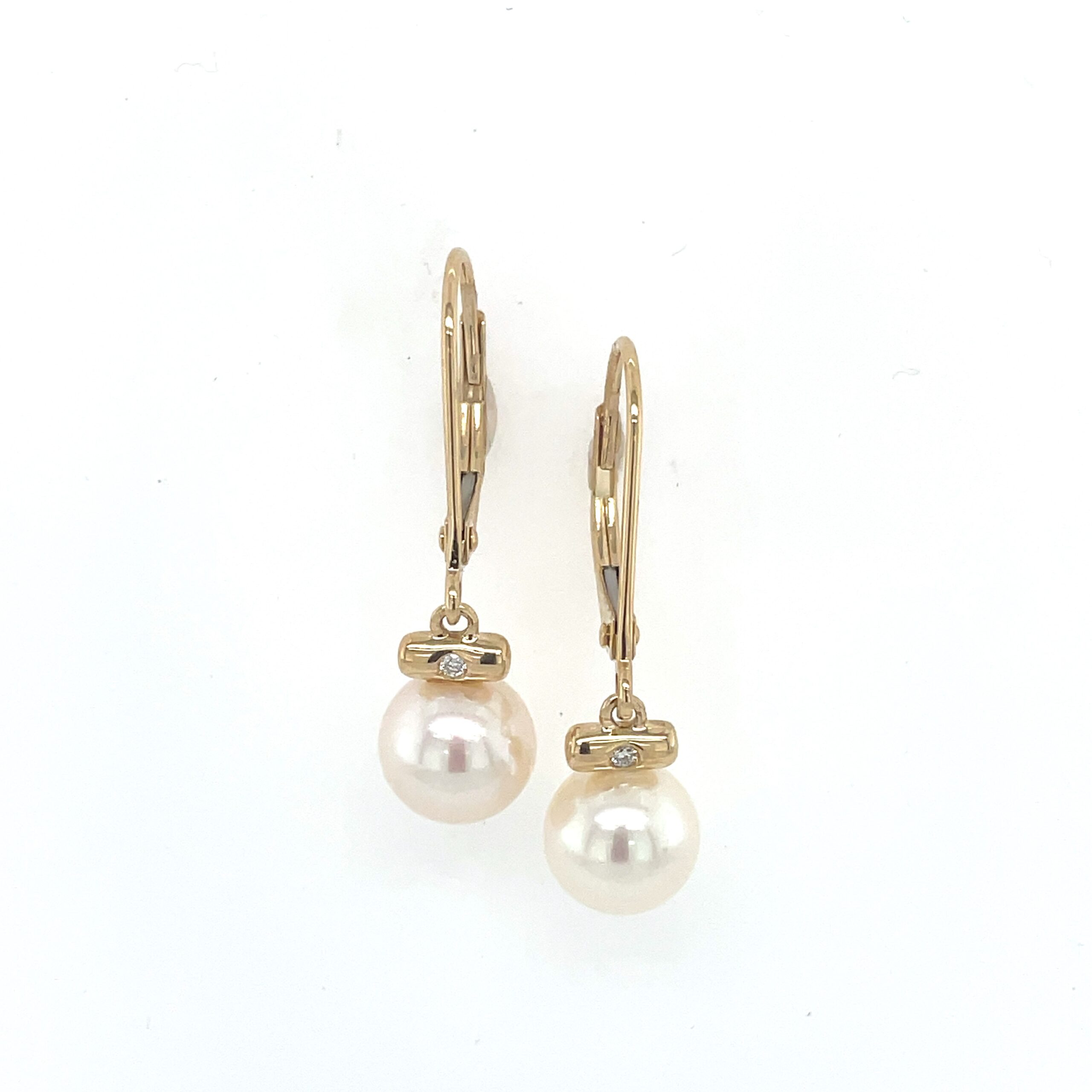 Yellow Gold Freshwater Pearl Dangle Earrings