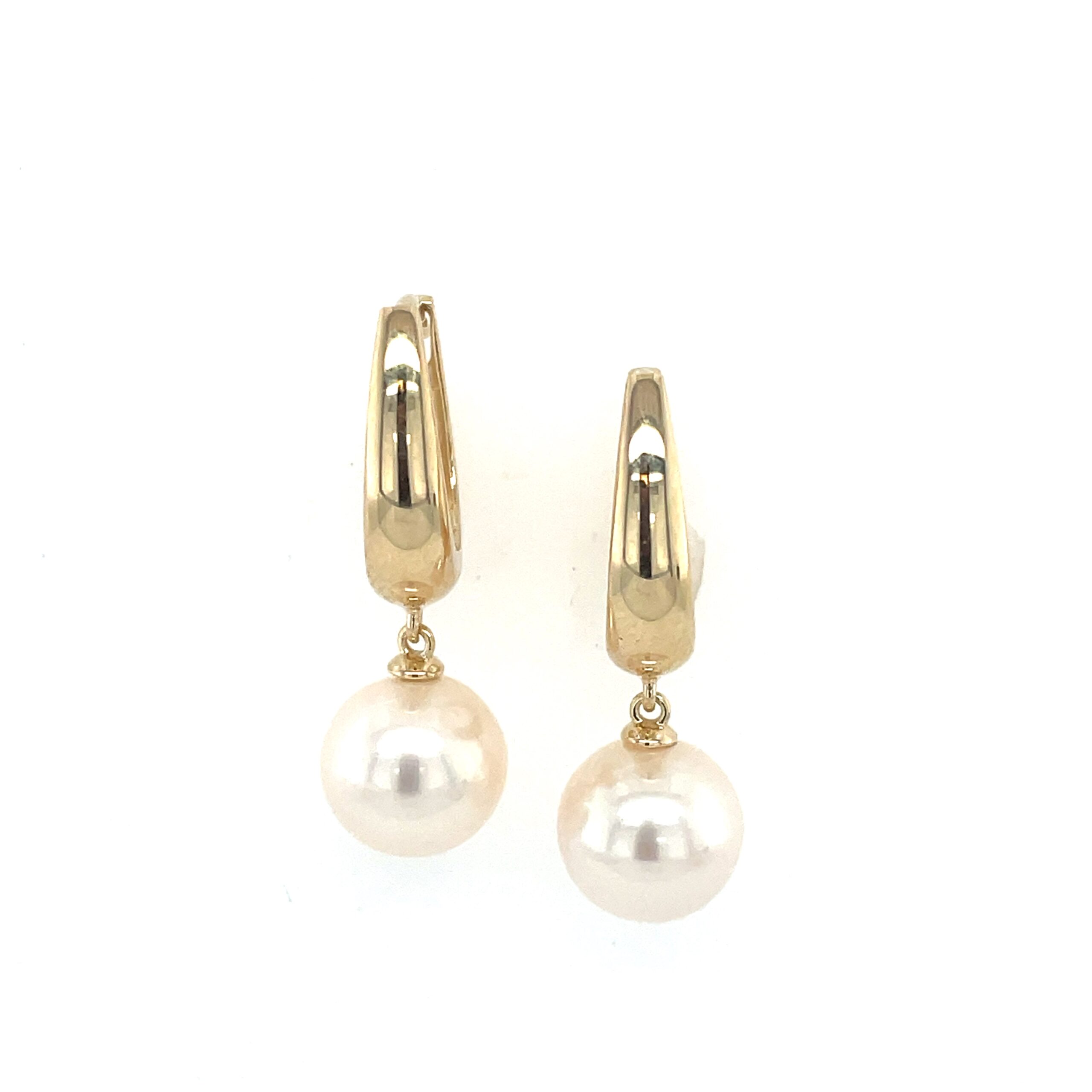 Yellow Gold Freshwater Pearl Dangle Earrings