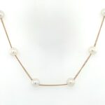 Yellow Gold Freshwater Pearl Station Necklace