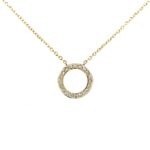 Yellow Gold Open Circle Diamond Necklace