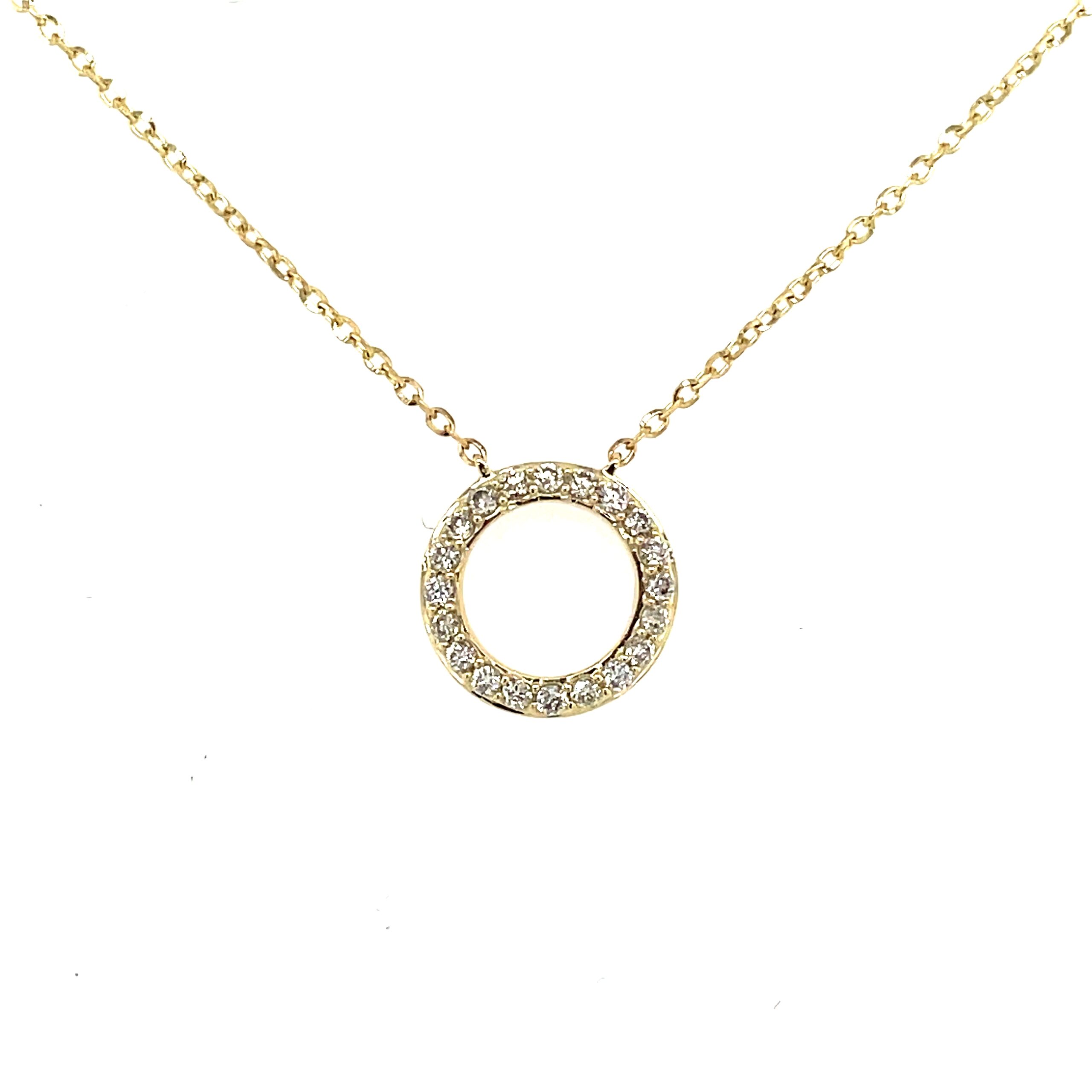 Yellow Gold Open Circle Diamond Necklace