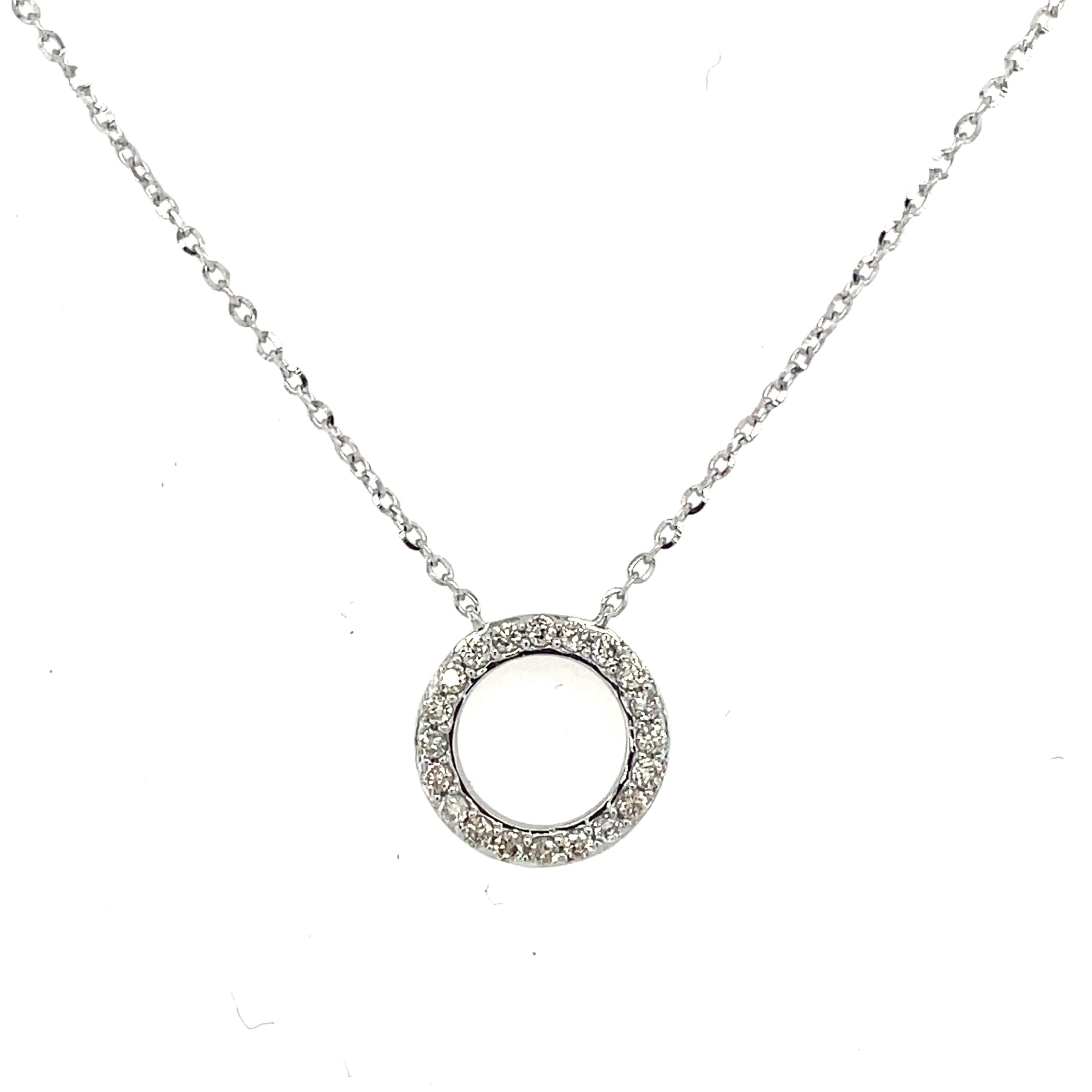 White Gold Open Circle Diamond Necklace