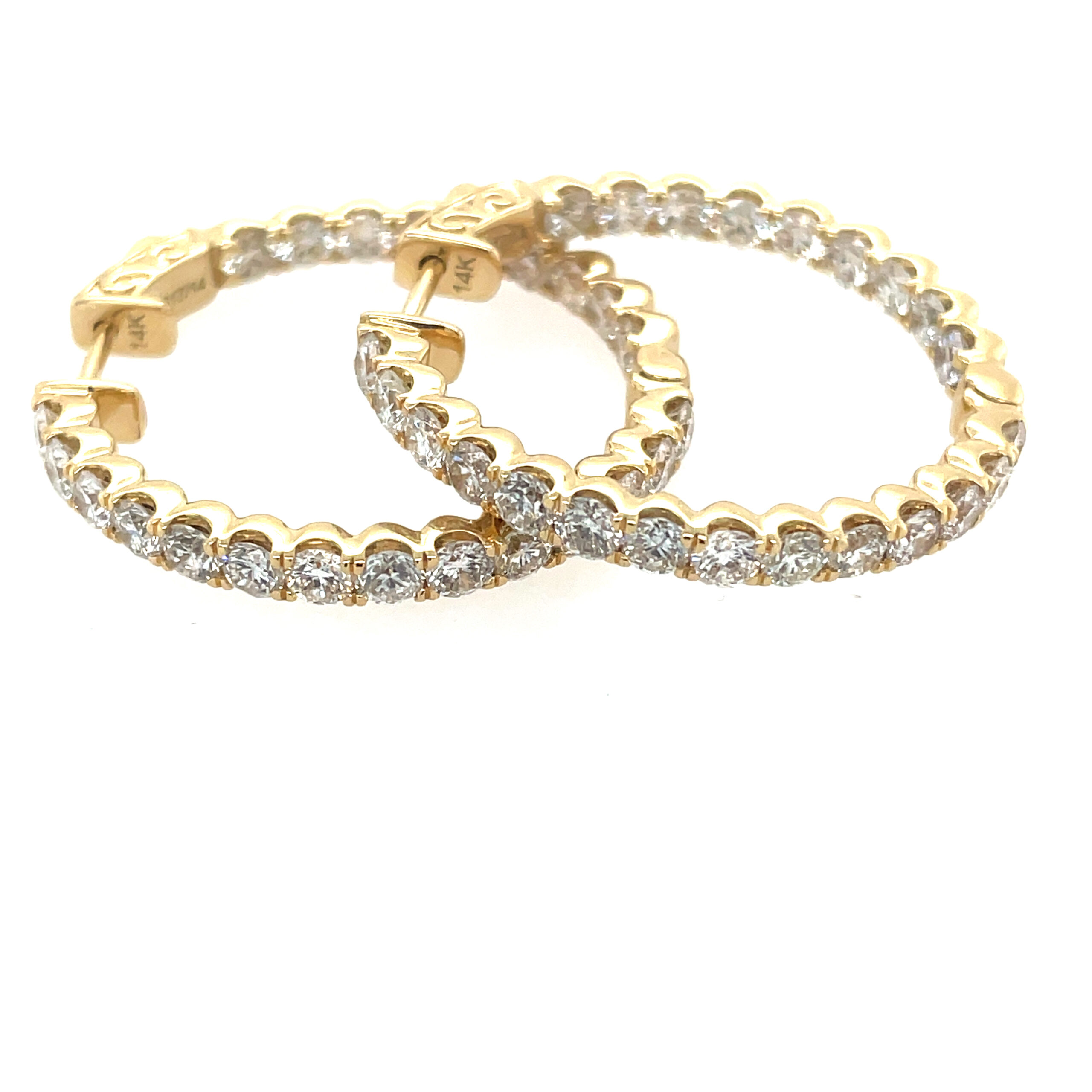 Yellow Gold In & Out Diamond Hoop Earrings