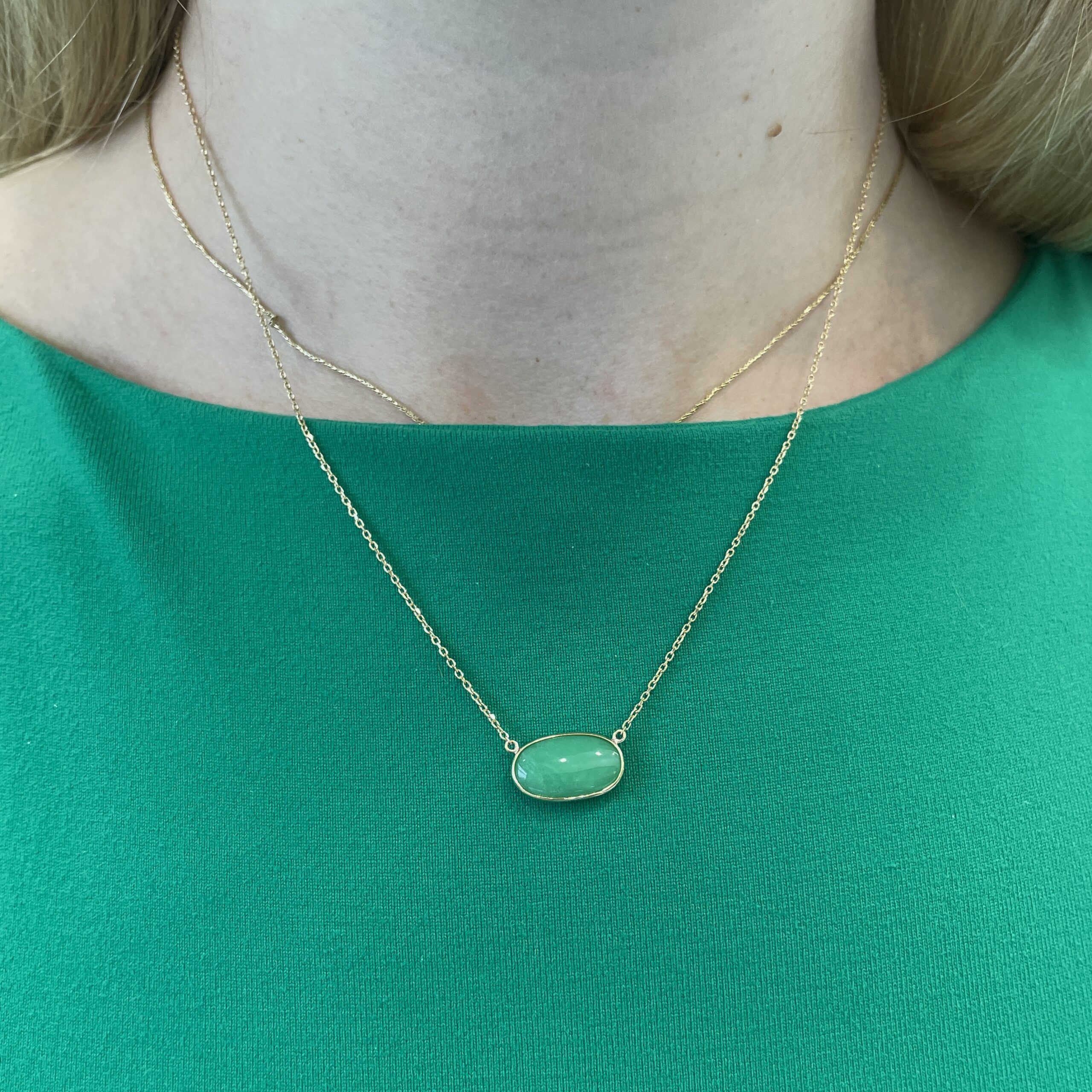 Yellow Gold Chrysoprase Briolette Necklace