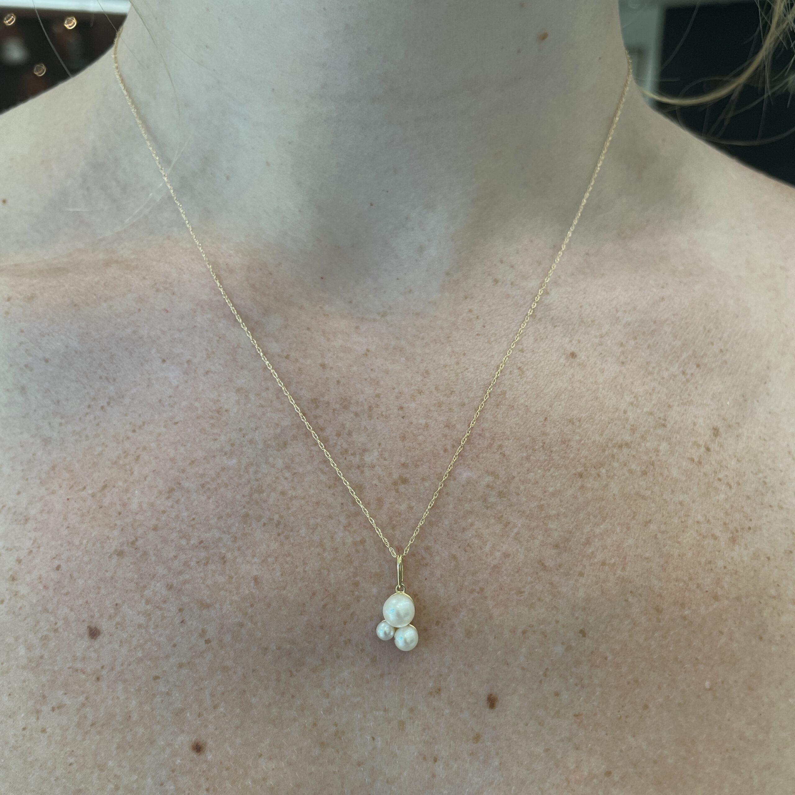 Yellow Gold Freshwater Pearl Drop Necklace