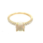 Yellow Gold Opal Ring with Diamonds