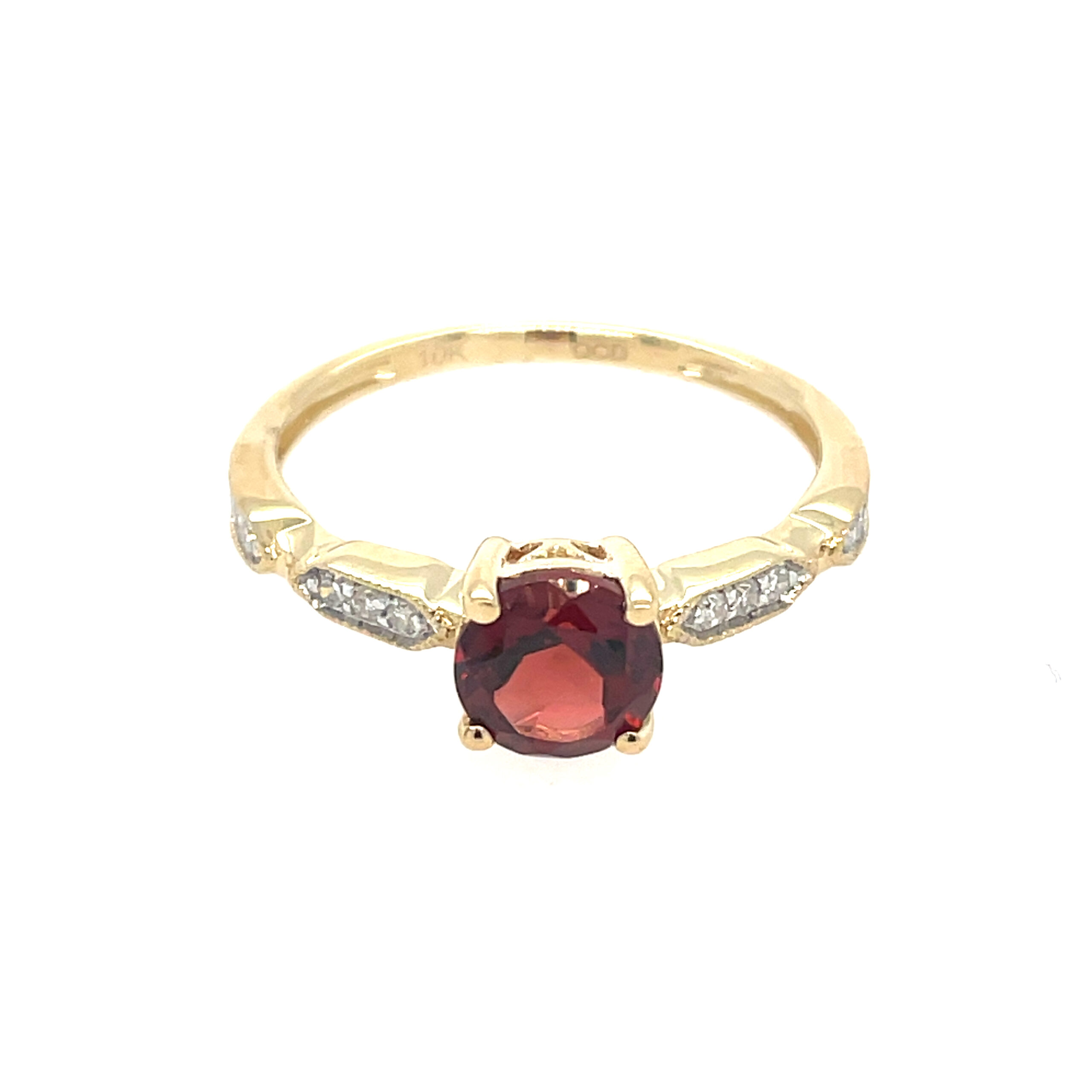 Yellow Gold Garnet Ring with Diamonds