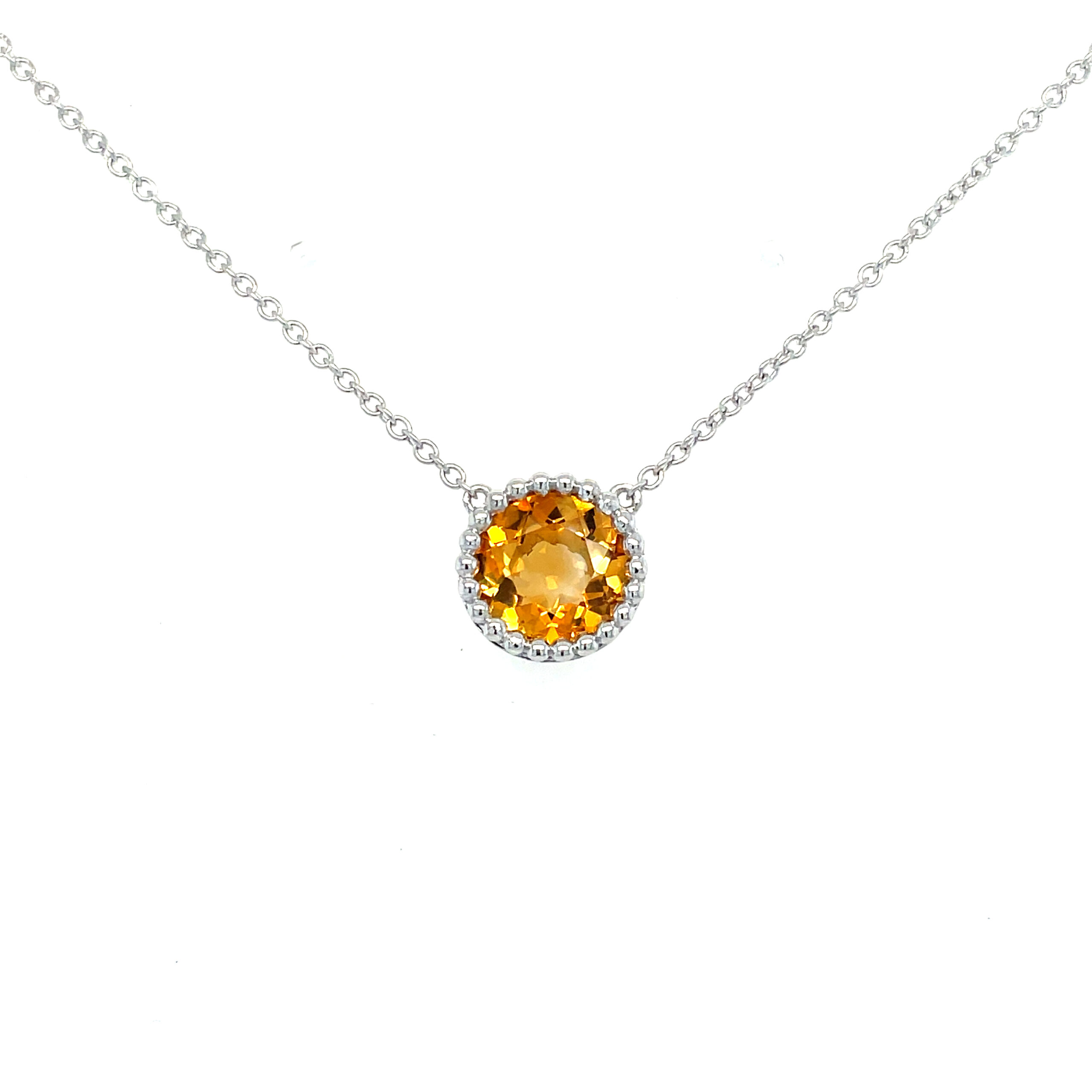 Sterling Silver Citrine Pendant Necklace