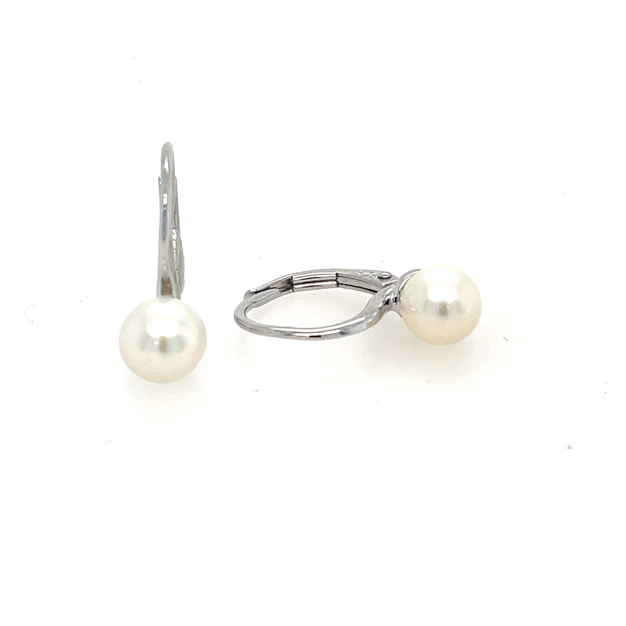 Sterling Silver Pearl Leverback Earrings