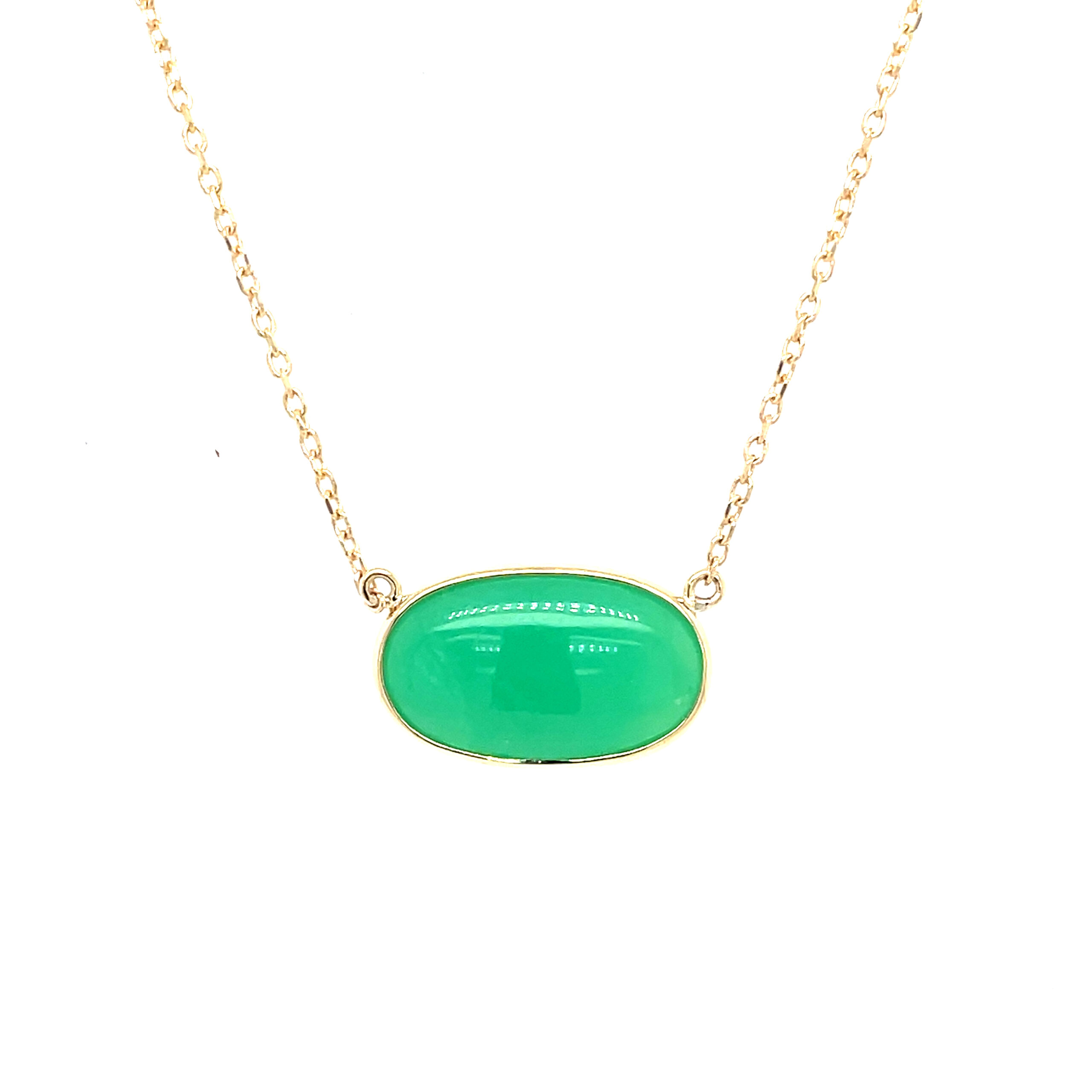 Yellow Gold Chrysoprase Briolette Necklace