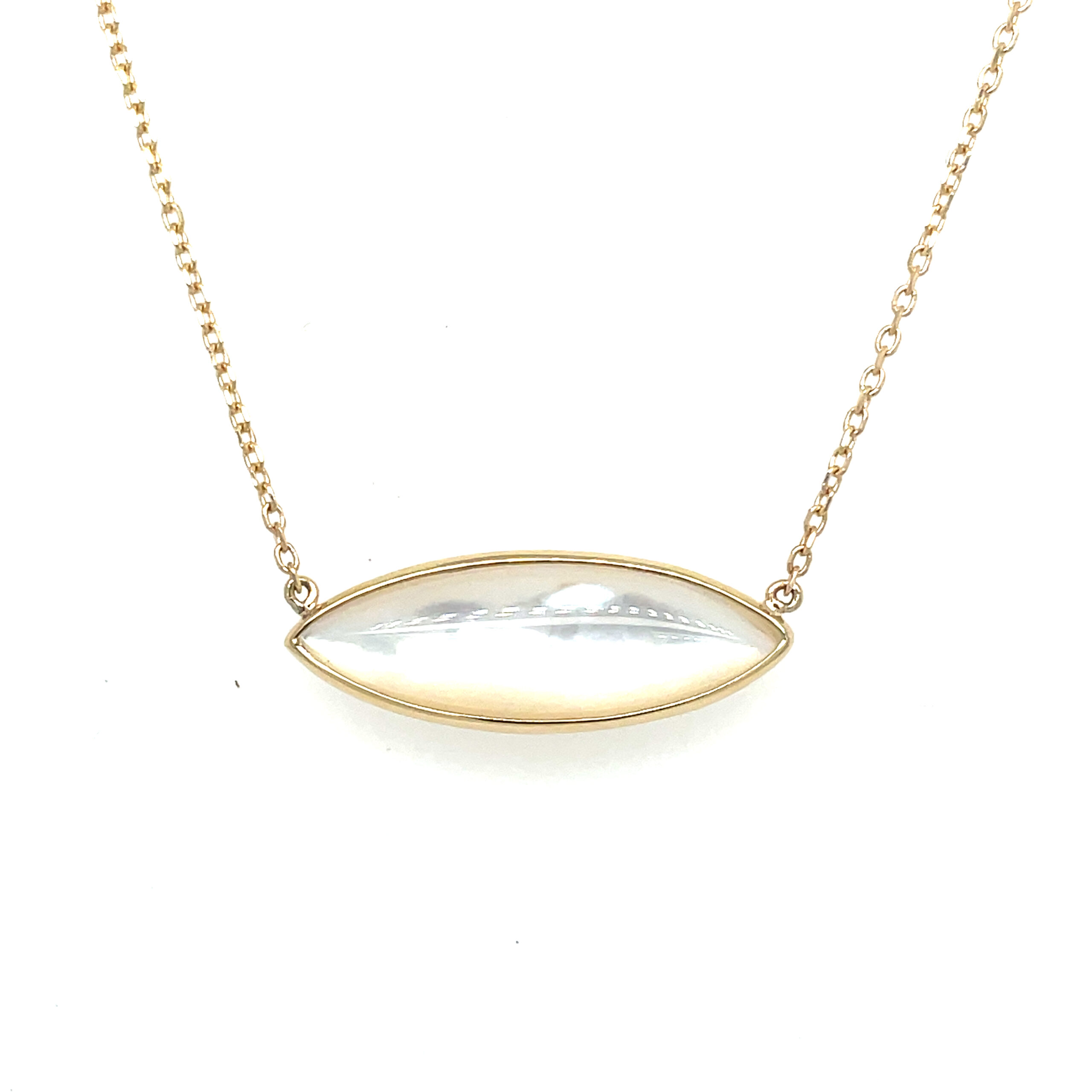 Yellow Gold Mother of Pearl Briolette Necklace