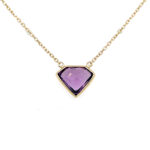 Yellow Gold Diamond-Shaped Amethyst Necklace