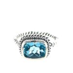 Sterling Silver Bezel Set Blue Topaz Ring