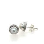 Sterling Silver Pearl Stud Earrings