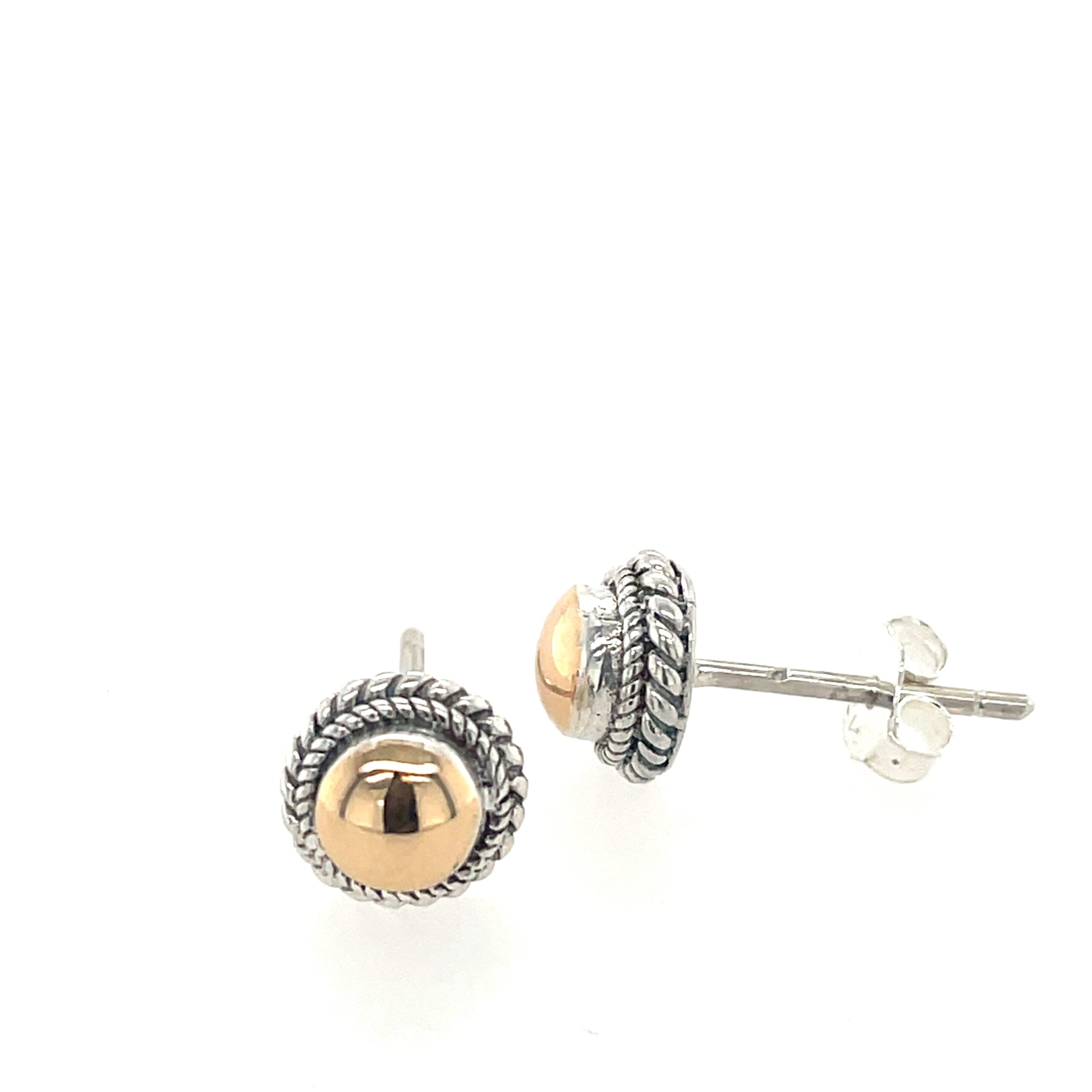 Sterling Silver & 18k Yellow Gold Stud Earrings