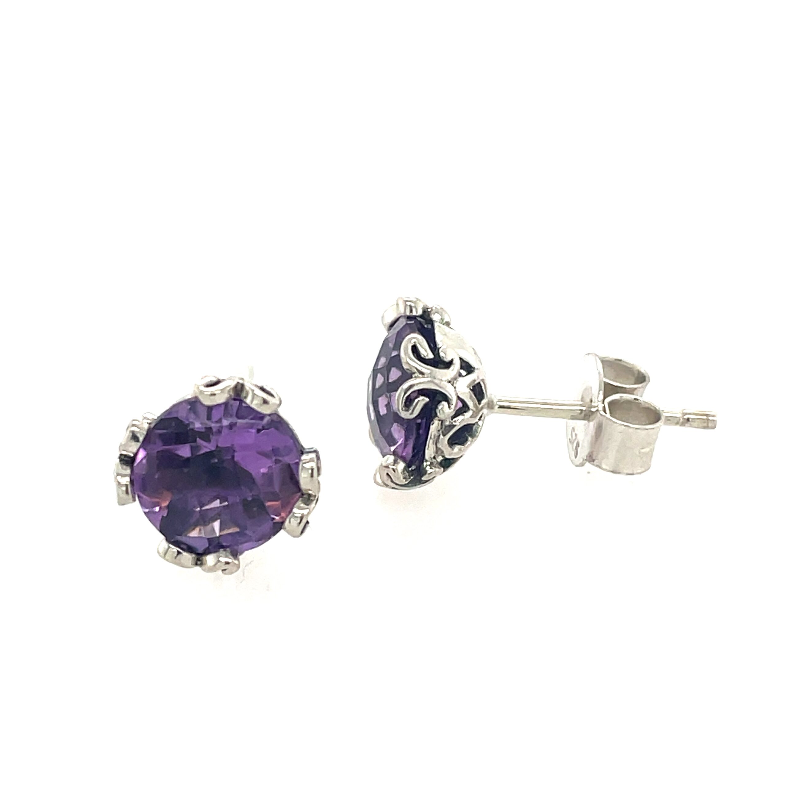 Sterling Silver Antique-Inspired Amethyst Earrings