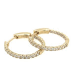 Yellow Gold Diamond In and Out Hoop Earrings