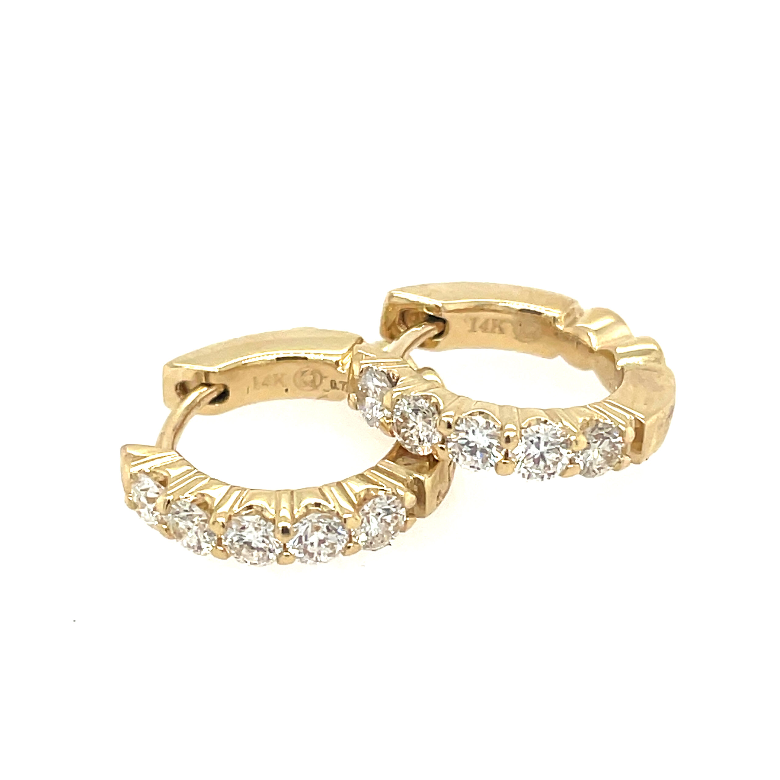 Estate: Yellow Gold Diamond Huggie Hoop Earrings