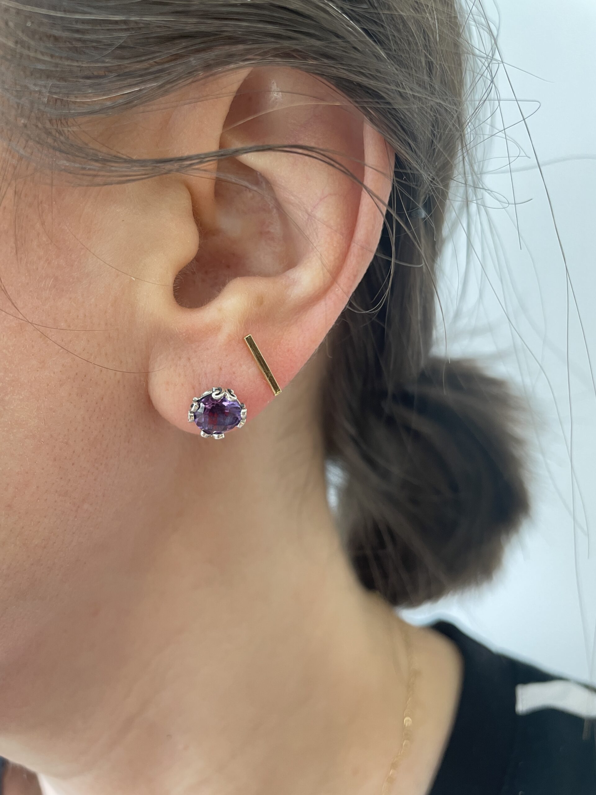 Sterling Silver Antique-Inspired Amethyst Earrings