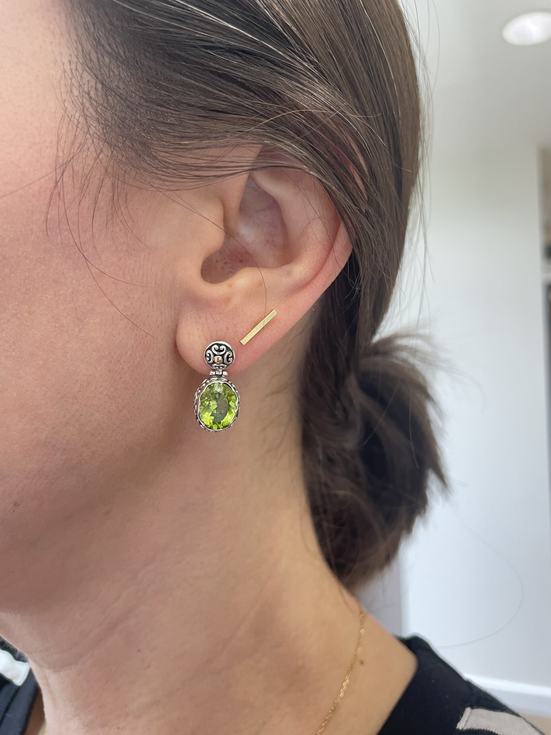 Sterling Silver Antique-Inspired Peridot Earrings