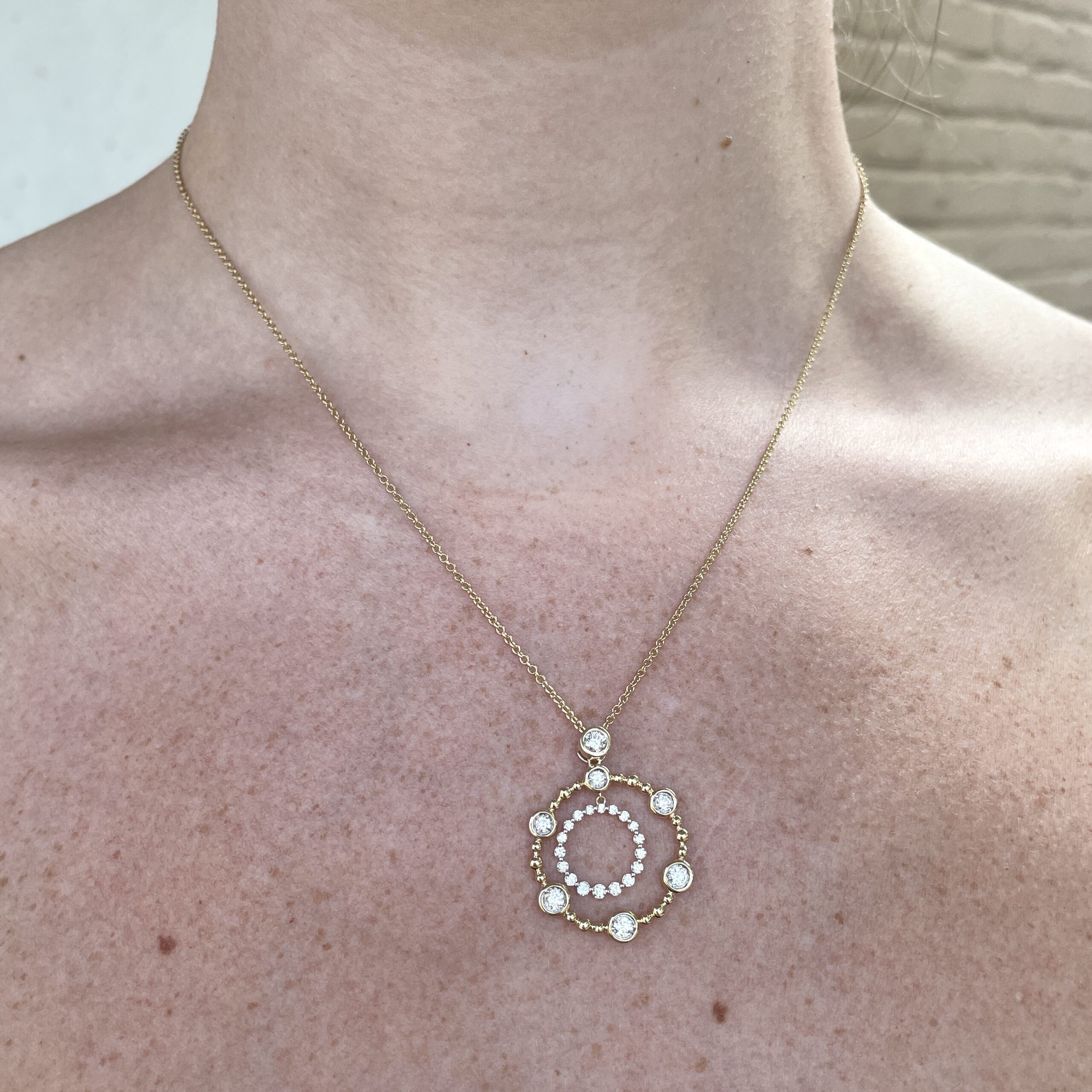 Yellow Gold Diamond Circle Necklace