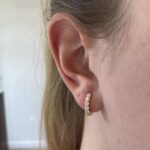 Estate: Yellow Gold Diamond Huggie Hoop Earrings