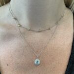 White Gold Aquamarine Necklace with Diamond Halo