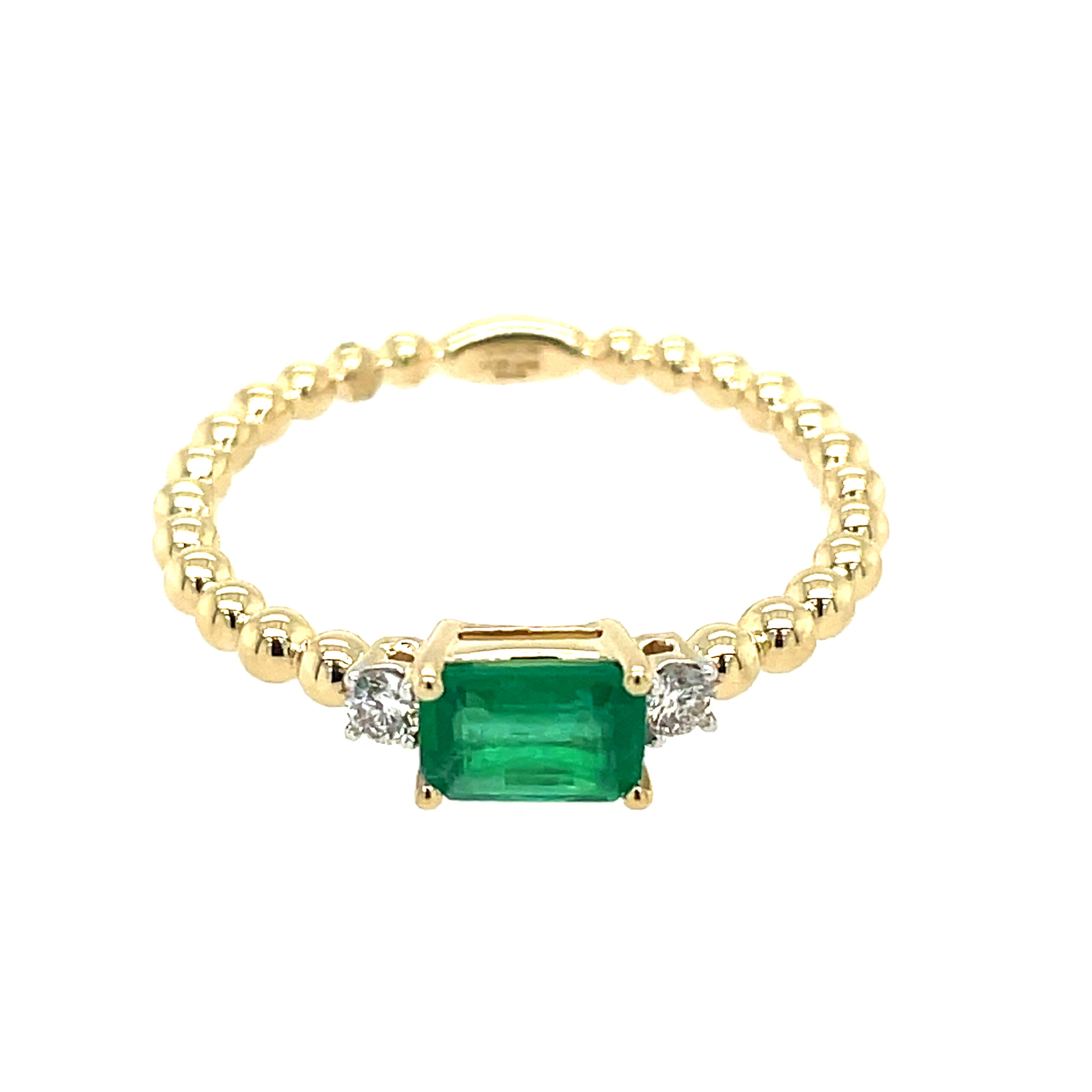 Yellow Gold Emerald Band with Diamonds