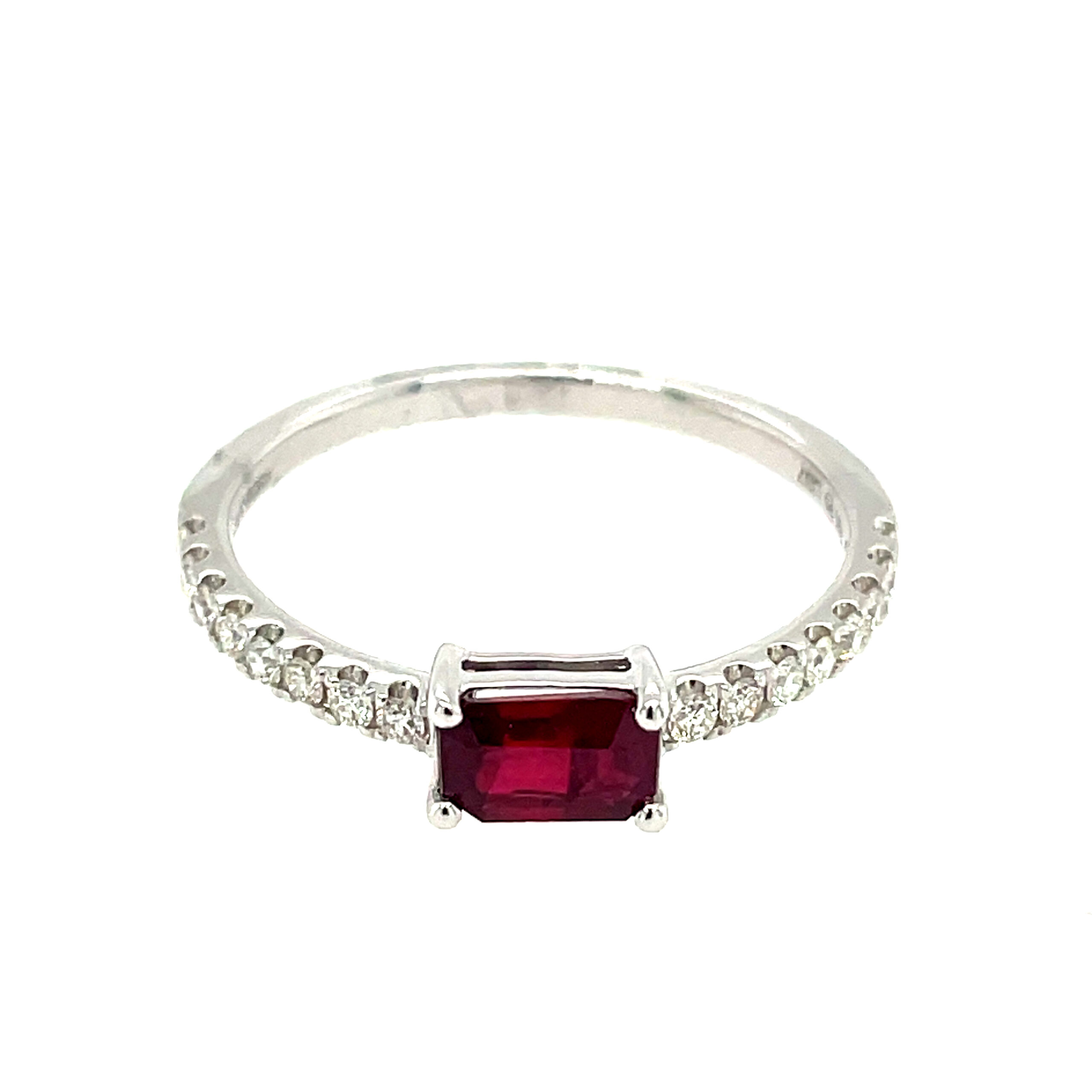 White Gold Ruby Band with Diamonds