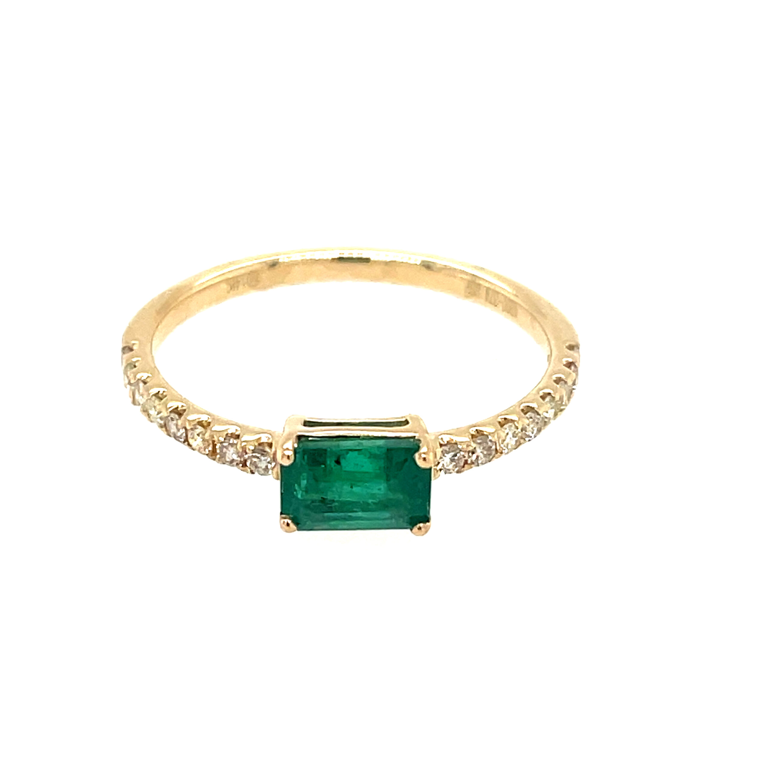 Yellow Gold Emerald Band with Diamonds