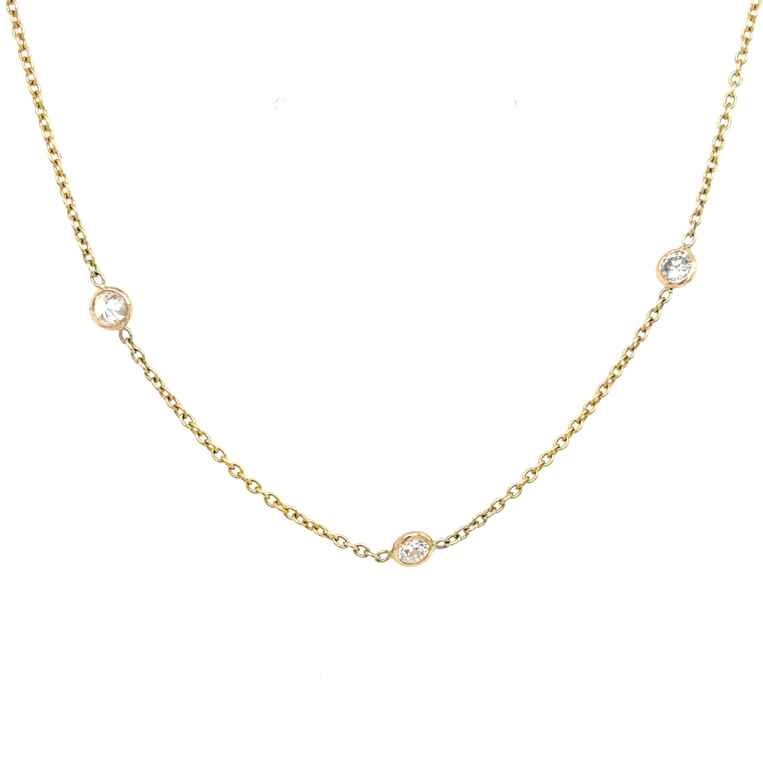 Estate: Yellow Gold Diamond Station Necklace