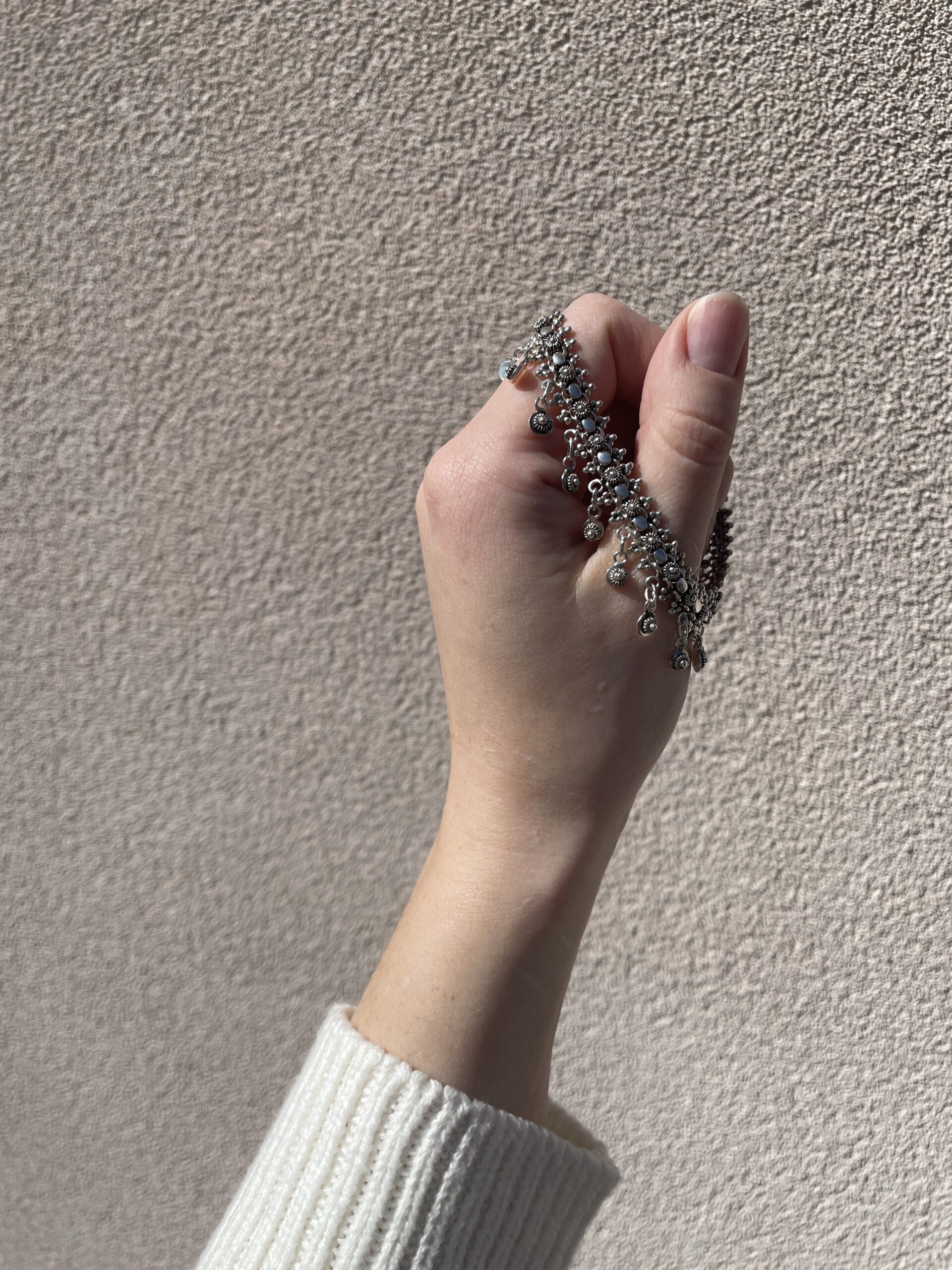 Estate: Sterling Silver Balinese Bracelet with Dangles