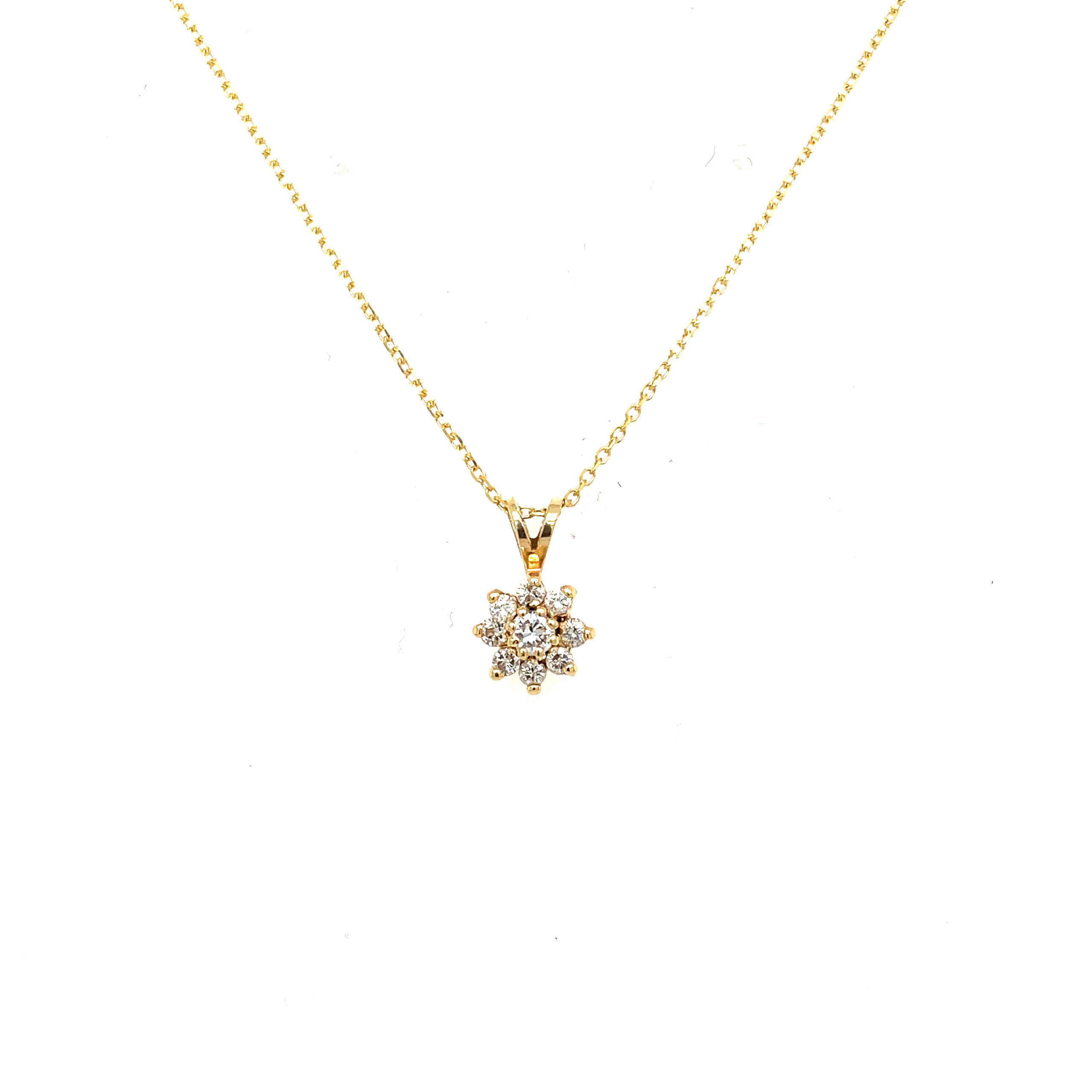 Estate:  Yellow Gold Diamond Cluster Necklace