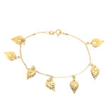 Estate: Yellow Gold Bracelet with Leaf Dangles