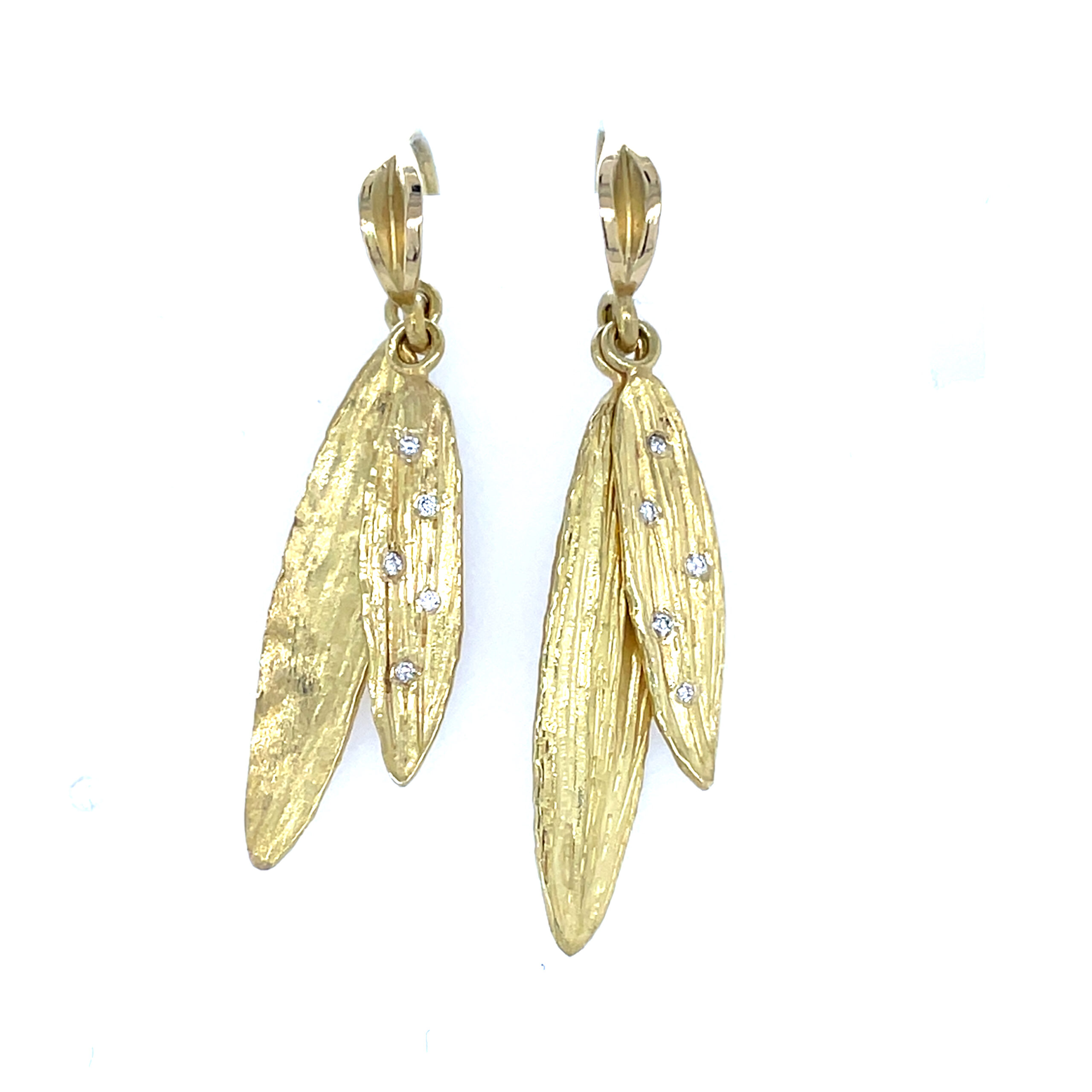 Estate: Yellow Gold Leaf Earrings