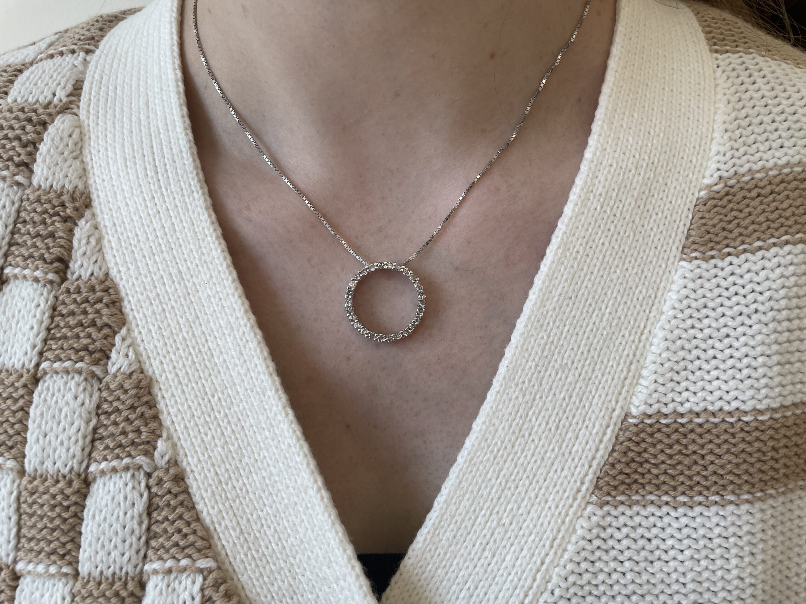 Estate: White Gold Open Circle Diamond Necklace