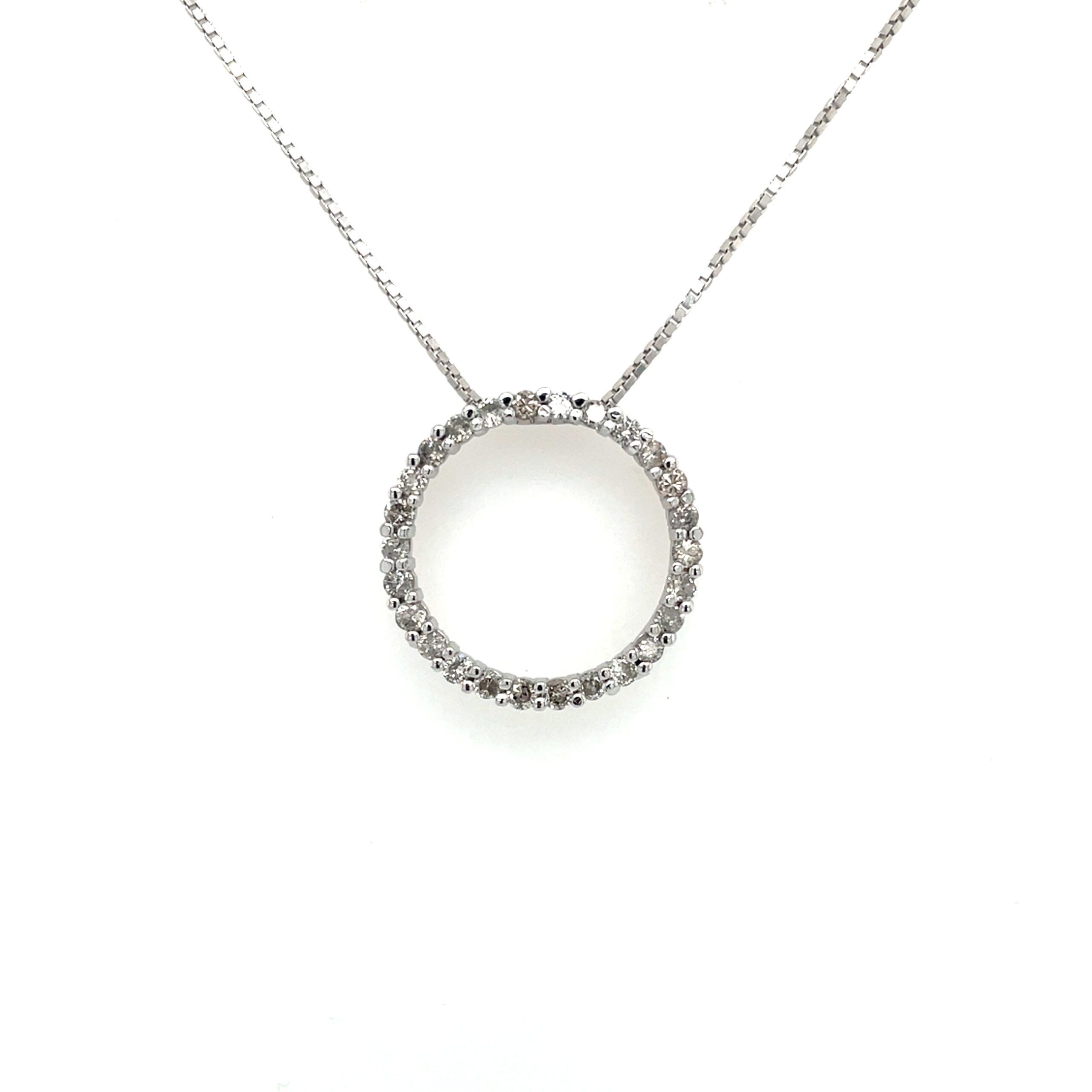 Estate: White Gold Open Circle Diamond Necklace